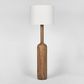 Flask Wood Floor Lamp Saddle Base with White Shade