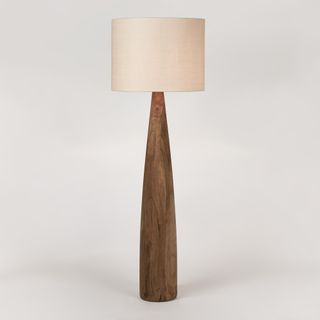 Samson Wood Floor Lamp Saddle Base with Natural Shade