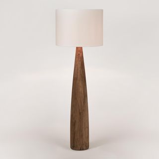 Samson Wood Floor Lamp Saddle Base with White Shade