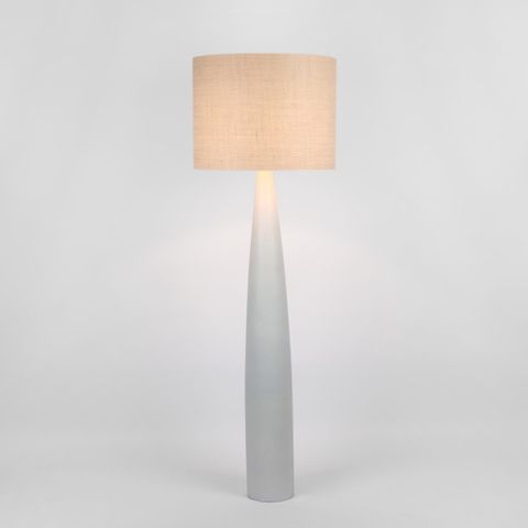 Samson Floor Lamp Base White with Natural Shade