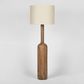 Flask Wood Floor Lamp Base Saddle with Natural Shade