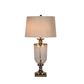 Bellevue Glass Nickel Lamp With White Linen Shade