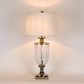 Bellevue Glass Nickel Lamp With Natural Linen Shade