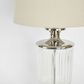 Bellevue Glass Nickel Lamp With Natural Linen Shade