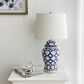 Lucca Small Blue & White Jar Shaped Lamp W/ Shade