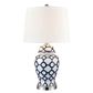 Lucca Small Blue & White Jar Shaped Lamp W/ Shade