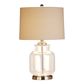 Regency Nickel and Glass Table Lamp with Natural Linen Shade