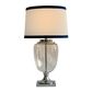 Charlotte Glass and Nickel Lamp with White Linen Shade (Navy Trim)