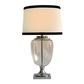 Charlotte Glass and Nickel Lamp with White Linen Shade (Black Trim)