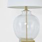 Ellyn Glass and Brass Lamp with White Linen Shade