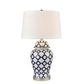 Lucca Blue & White Jar Shaped Lamp W/ Shade