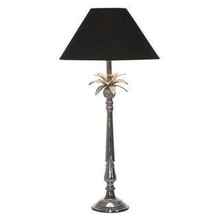 Nickel Pineapple Leaf Lamp W/Black Shade