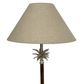 Nickel/Wood Palm Lamp W/Nat Linen Shade