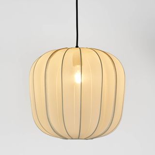 PUMPKIN CEILING PENDANT MEDIUM IVORY with Black Cord Drop