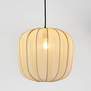 PUMPKIN CEILING PENDANT MEDIUM IVORY with Black Cord Drop