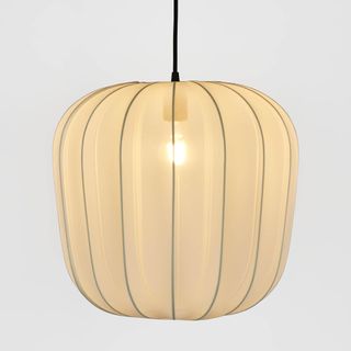 PUMPKIN CEILING PENDANT LARGE IVORY with Black Cord Drop