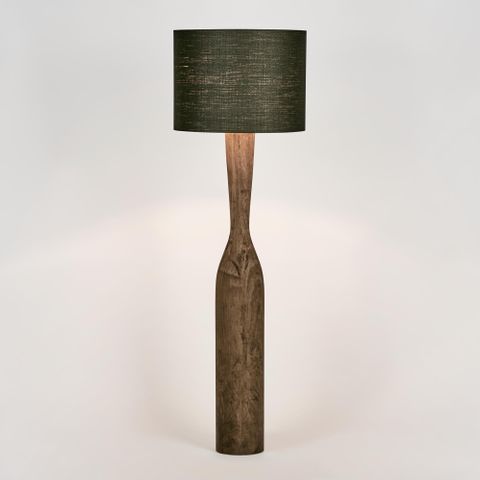 Callum Timber Floor Lamp Base With Black Shade