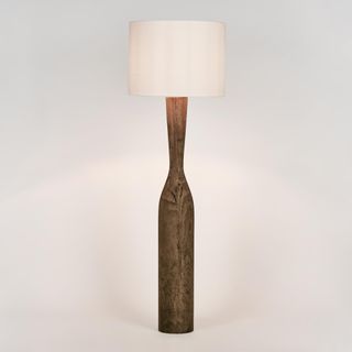 Callum Timber Floor Lamp Base With White Shade