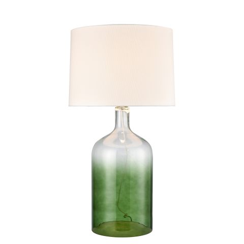 Henley Green Glass Table Lamp & White Shade