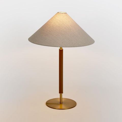 Huntley Leather & Brass Table Lamp & Shade