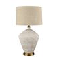 Caufield White Sandstone Table Lamp & Linen Shade