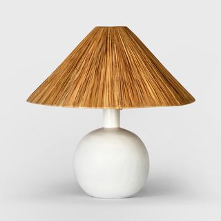 Esta Lamp Small White with Raffia Shade