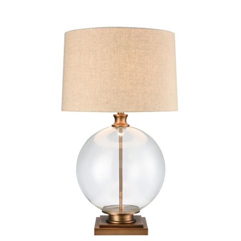 Ivy Antique Brass And Glass With Natural Linen Shade