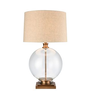 Ivy Antique Brass And Glass With Natural Linen Shade