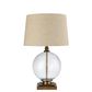 Ivy Small Antique Brass And Glass With Natural Linen Shade