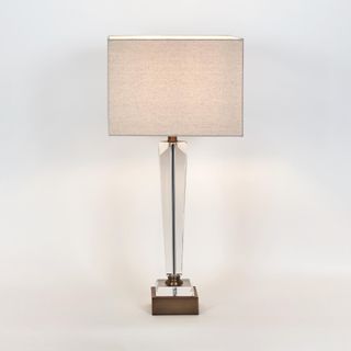 Monument Hand Cut Crystal Lamp & Natural Linen Shade