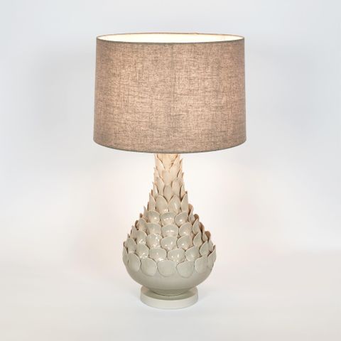 Petal Ceramic Table Lamp with Natural Linen Shade