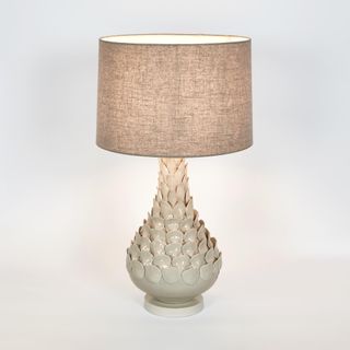 Petal Ceramic Table Lamp with Natural Linen Shade