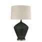 Meridien Black Lamp with Natural Linen Shade