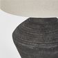 Meridien Black Lamp with Natural Linen Shade