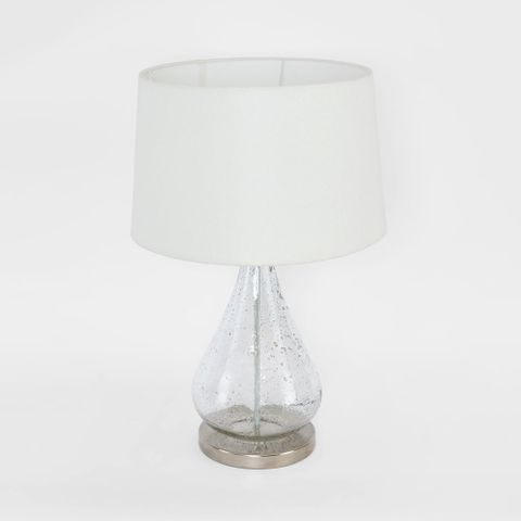 Lustre Teardrop Table - Clear - Stone Effect Glass Teardrop Table Lamp