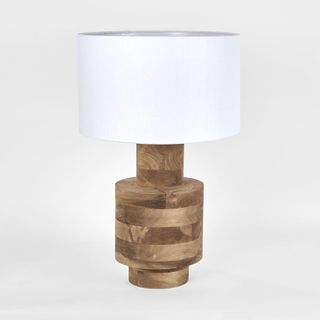 Circa Timber Table Lamp Small White Shade