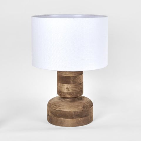 Clem Timber Table Lamp White Shade