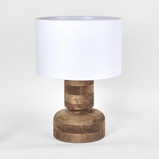 Clem Timber Table Lamp White Shade