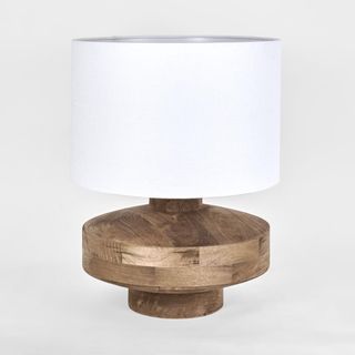 Circa Timber Table Lamp Large White Shade