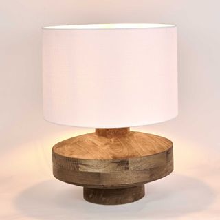 Circa Timber Table Lamp Large White Shade