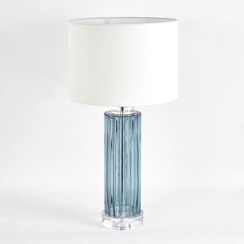 Serento Blue Glass Table Lamp & White Shade