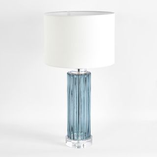 Serento Blue Glass Table Lamp & White Shade