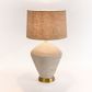 Caufield White Sandstone Table Lamp & Linen Shade