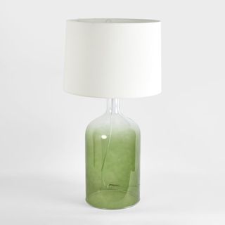 Henley Green Glass Table Lamp & White Shade