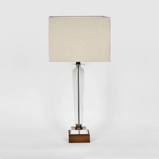 Monument Hand Cut Crystal Lamp & Natural Linen Shade