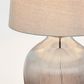 Misty Glass Table Lamp with Natural Linen Shade