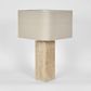 Imperial Travertine Table Lamp with Natural Linen Shade