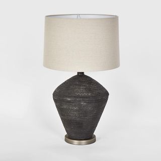 Meridien Black Lamp with Natural Linen Shade