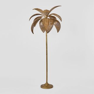 Bali Brass & Rattan Floor Lamp