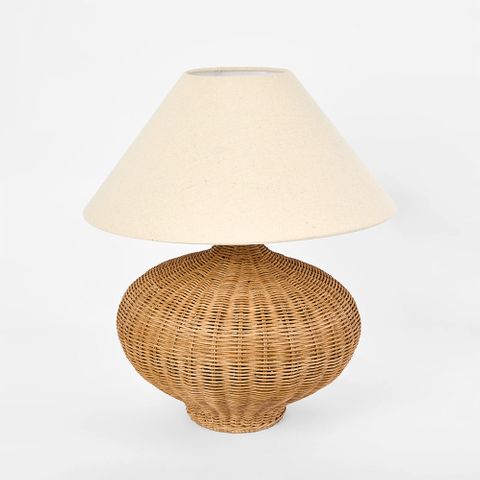 Dallas Rattan Table Lamp with linen shade